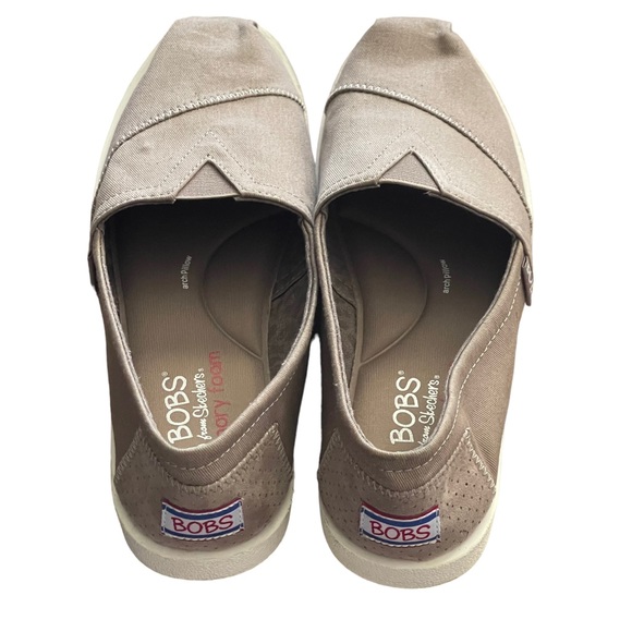 Skechers BOBS Shoes Womens 8.5 Slip On Flats Brown Tan Memory Foam Canvas - Picture 7 of 11